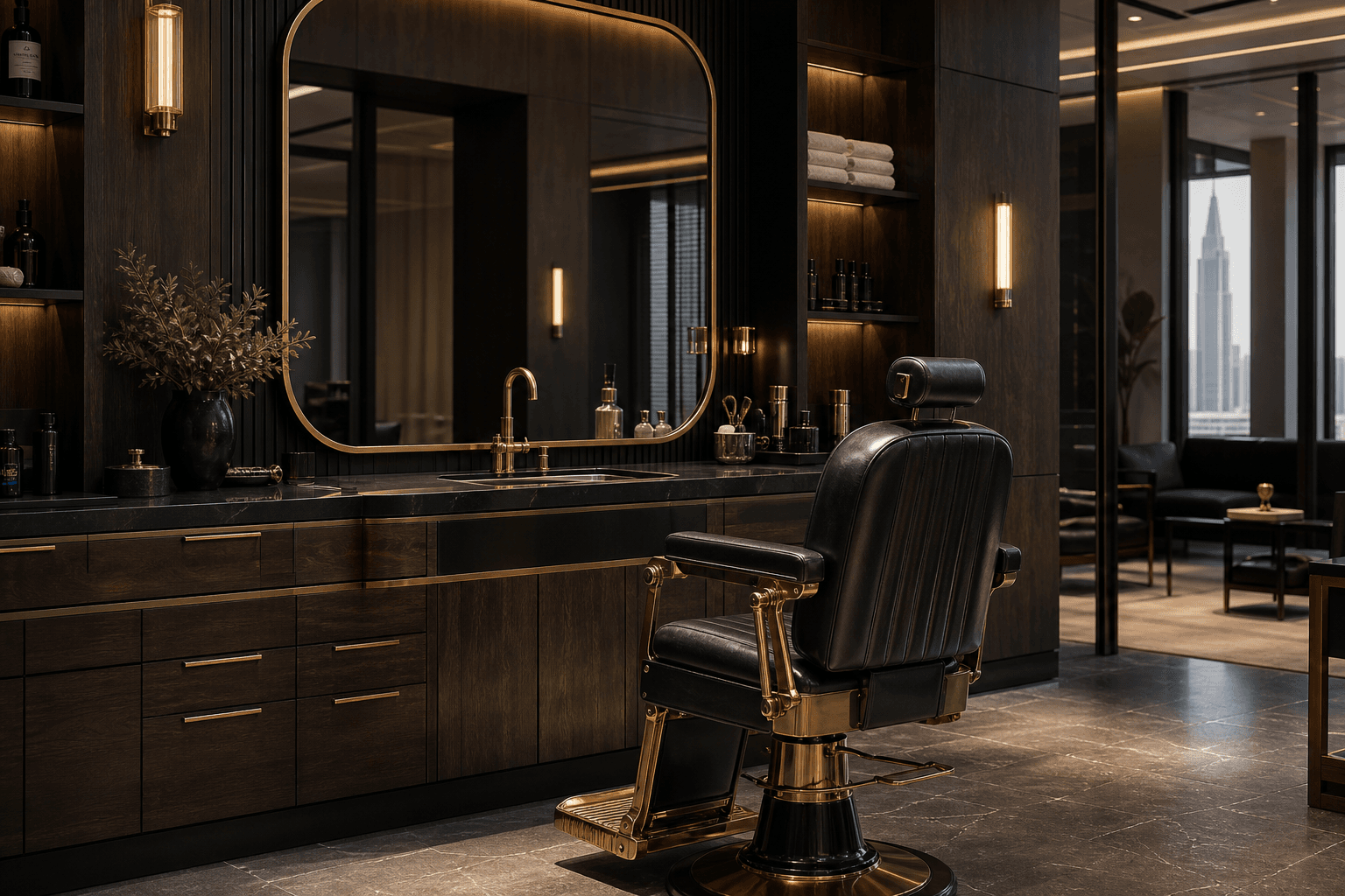 Concept image of a premium barber studio in Dubai